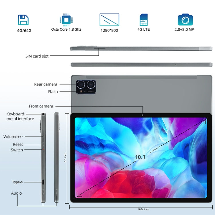 G16 10.1寸4G通話平板 4GB+64GB 安卓8.0 MTK6750八核1.8GHz 支持雙卡WiFi藍牙