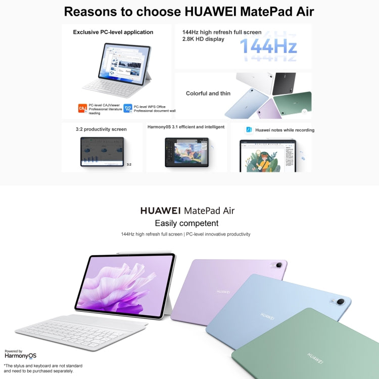華為 HUAWEI MatePad Air 11.5英寸 WIFI DBY2-W00 12GB+512GB，HarmonyOS 3.1 高通驍龍888八核 支持WiFi/藍牙/GPS，不支持谷歌商店