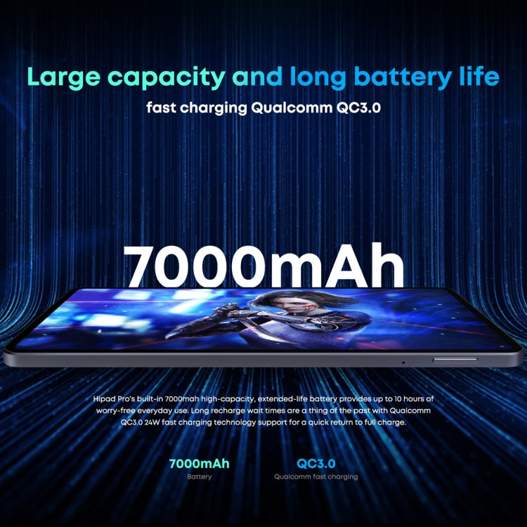 馳為HiPad Pro 4G LTE平板電腦 不帶鍵盤 8GB+128GB 10.8英寸 安卓11 高通驍龍662八核 支持雙卡/藍牙/WiFi/TF卡