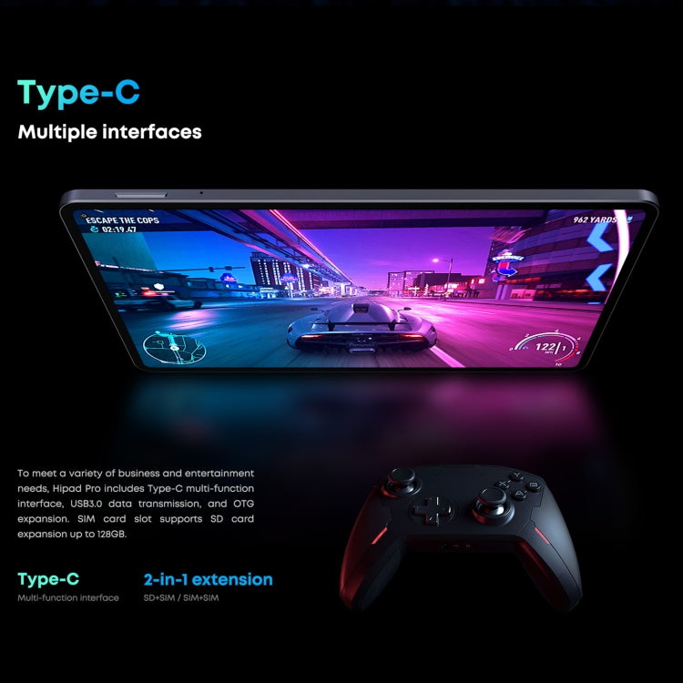 馳為HiPad Pro 4G LTE平板電腦 不帶鍵盤 8GB+128GB 10.8英寸 安卓11 高通驍龍662八核 支持雙卡/藍牙/WiFi/TF卡