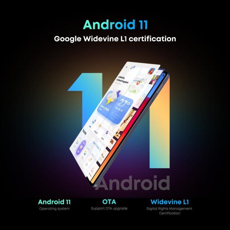 馳為HiPad Pro 4G LTE平板電腦 不帶鍵盤 8GB+128GB 10.8英寸 安卓11 高通驍龍662八核 支持雙卡/藍牙/WiFi/TF卡