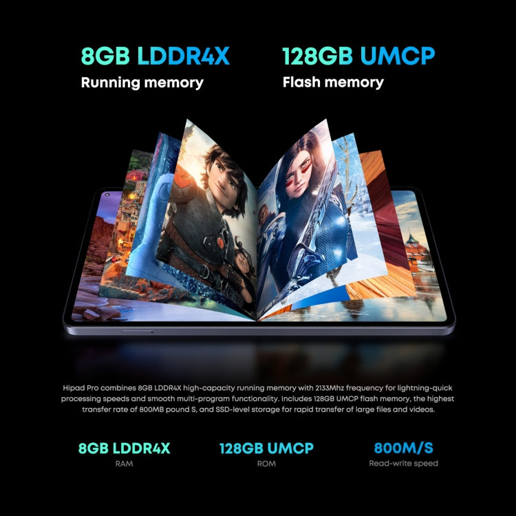 馳為HiPad Pro 4G LTE平板電腦 不帶鍵盤 8GB+128GB 10.8英寸 安卓11 高通驍龍662八核 支持雙卡/藍牙/WiFi/TF卡