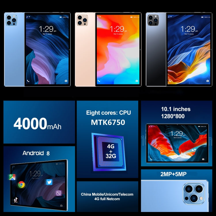 P60 10.1寸4G通話平板 4GB+32GB 安卓8.0 MTK6750八核1.8GHz 支持雙卡WiFi藍牙