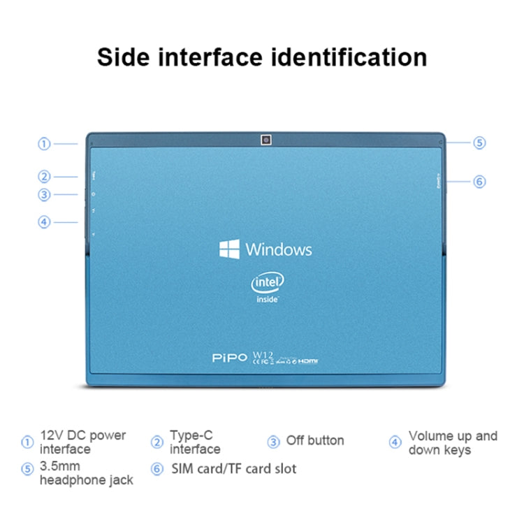 品鉑PiPO W12 4G上網平板 不帶鍵盤&手寫筆 12.3英寸 8GB+256GB Win10系統 高通驍龍850處理器八核 支持雙SIM卡/雙頻WiFi/藍牙/GPS，美規
