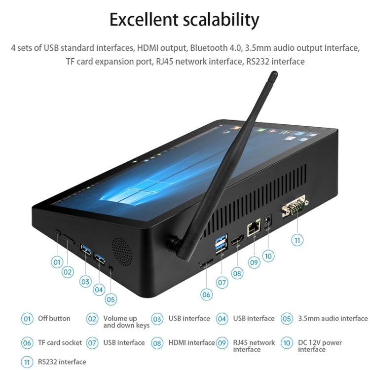 PiPo H10PRO All-in-One Mini PC, 10.1 inch, 16GB+128GB+256GB, Windows 11 Intel Alder Lake N100 Quad Core, US Plug