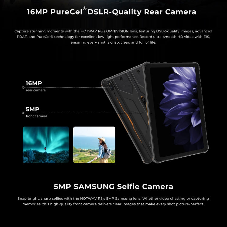 HOTWAV Tab R8 三防平板，4GB+128GB，10.1英寸安卓14 展訊T606八核 4G網絡，全球版支持谷歌商店，歐規