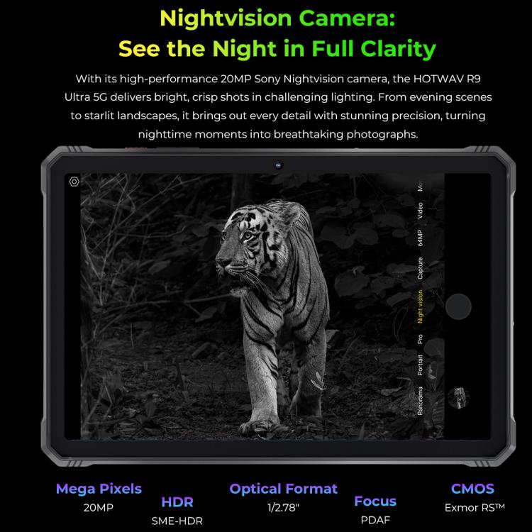 HOTWAV Tab R9 Ultra 三防平板，8GB+512GB，11英寸安卓15 紫光展銳T8200八核 5G網絡，全球版支持谷歌商店，歐規