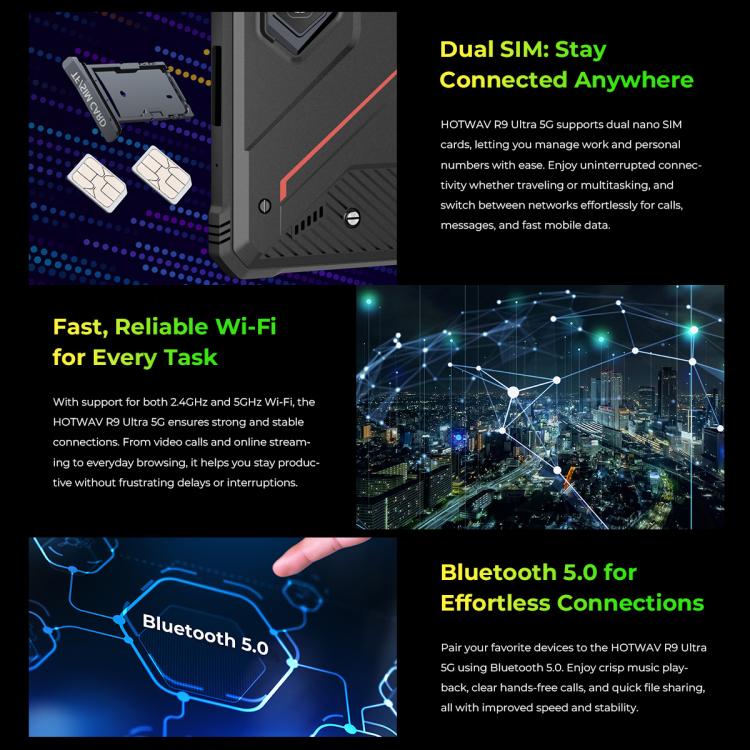 HOTWAV Tab R9 Ultra 三防平板，8GB+512GB，11英寸安卓15 紫光展銳T8200八核 5G網絡，全球版支持谷歌商店，歐規