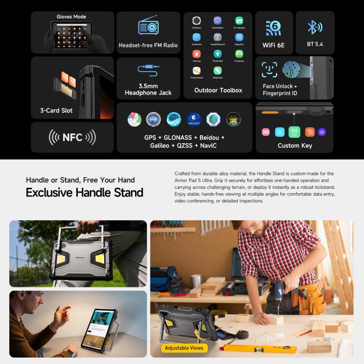 歐樂風 Armor Pad 5 Ultra 三防平板，12GB+512GB，11英寸安卓15 聯科發天璣7400X八核 5G網絡，歐規  , Armor Pad 5 Ultra