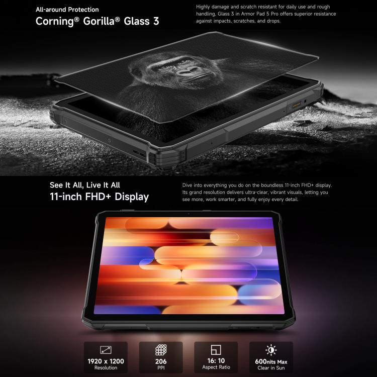 歐樂風 Armor Pad 5 Pro 三防平板，12GB+512GB，11英寸安卓15 聯科發天璣7400X八核 5G網絡，歐規  , Armor Pad 5 Pro