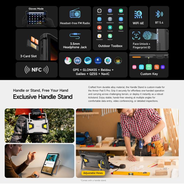 歐樂風 Armor Pad 5 Pro 三防平板，12GB+512GB，11英寸安卓15 聯科發天璣7400X八核 5G網絡，歐規  , Armor Pad 5 Pro