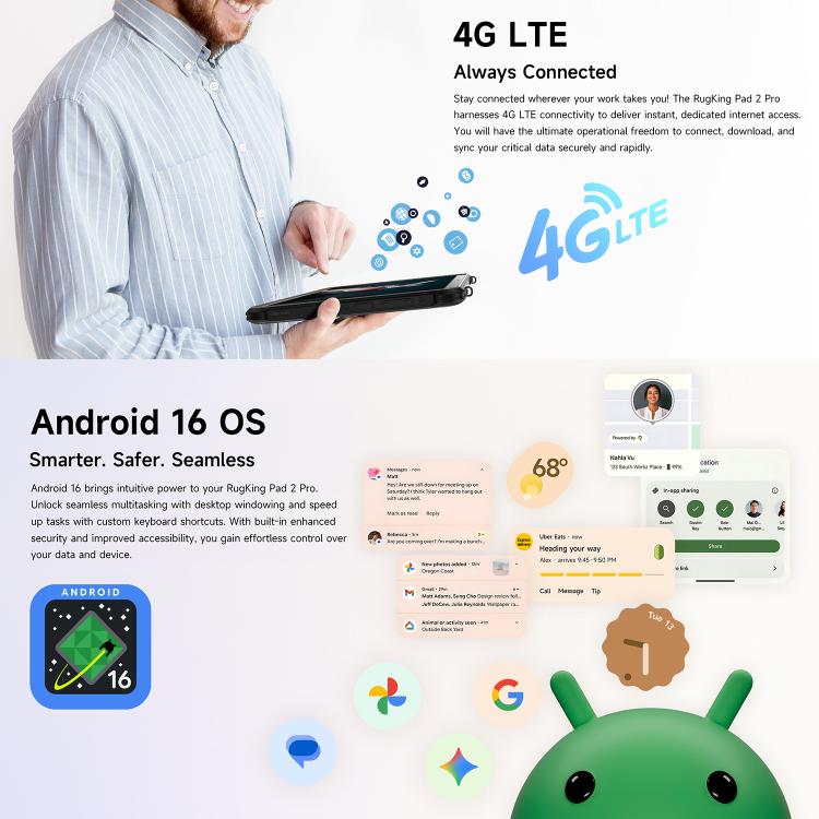 歐樂風 Rugking Pad 2 Pro 三防平板，8GB+128GB，10.1英寸安卓16 紫光展銳T7250八核 4G網絡，歐規  , 8GB+128GB