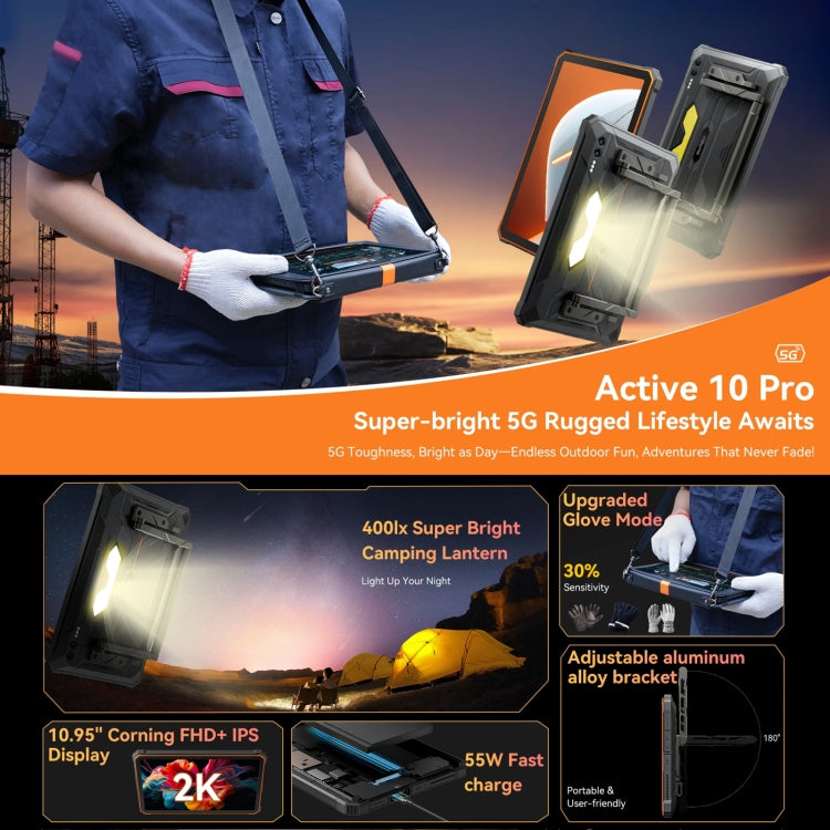 Blackview Active 8 Pro, 12GB+256GB, 10.95英寸5G三防平板 安卓14 天璣7300八核 全球版本自帶Google Play