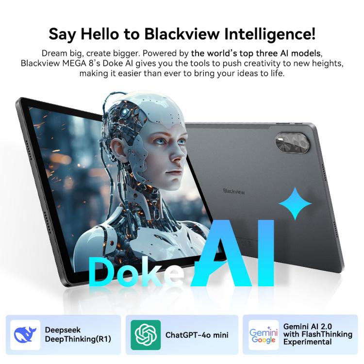 Blackview MEGA 8 13英寸4G平板, 12GB+256GB, 安卓15 紫光展銳T620八核 全球版本自帶Google Play