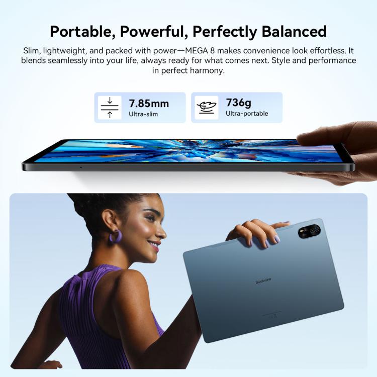 Blackview MEGA 8 13英寸4G平板, 12GB+256GB, 安卓15 紫光展銳T620八核 全球版本自帶Google Play