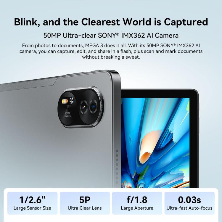 Blackview MEGA 8 13英寸4G平板, 12GB+256GB, 安卓15 紫光展銳T620八核 全球版本自帶Google Play