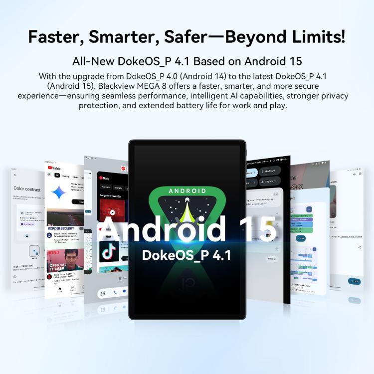 Blackview MEGA 8 13英寸4G平板, 12GB+256GB, 安卓15 紫光展銳T620八核 全球版本自帶Google Play