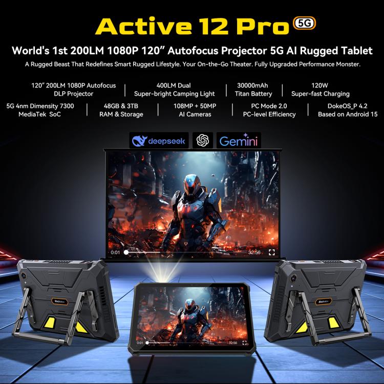 Blackview Active 12 Pro, 12GB+256GB, 11英寸5G三防平板 安卓15 天璣7300八核 全球版本自帶Google Play