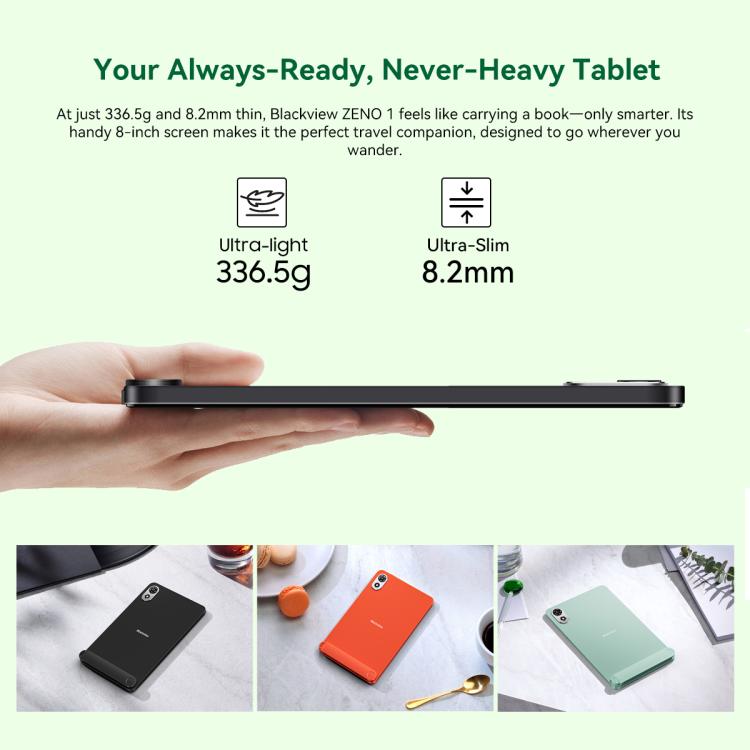 Blackview ZENO 1 8英寸4G平板, 6GB+256GB, 安卓15 紫光展銳T615八核 全球版本自帶Google Play