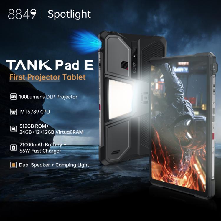 Unihertz 8849 Tank Pad E 三防平板&投影儀，12GB+512GB，10.95英寸安卓14 MT6789八核 4G網絡，歐規