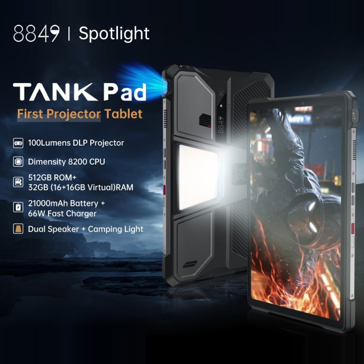 Unihertz 8849 Tank Pad 三防平板&投影儀，16GB+512GB，10.95英寸安卓14 天璣8200八核 5G網絡，歐規