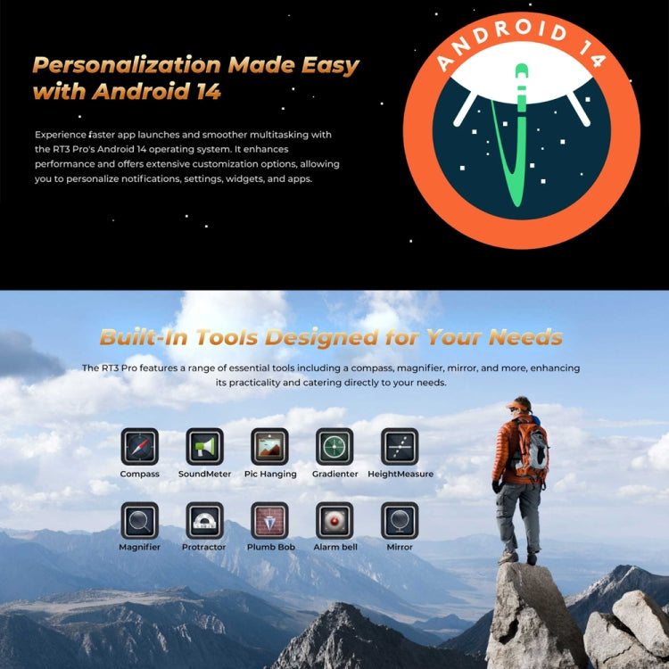 OUKITEL RT3 Pro 8英寸IP68/IP69K三防平板，4GB+128GB，安卓14 MediaTek G81八核 支持雙卡，4G網絡，歐規