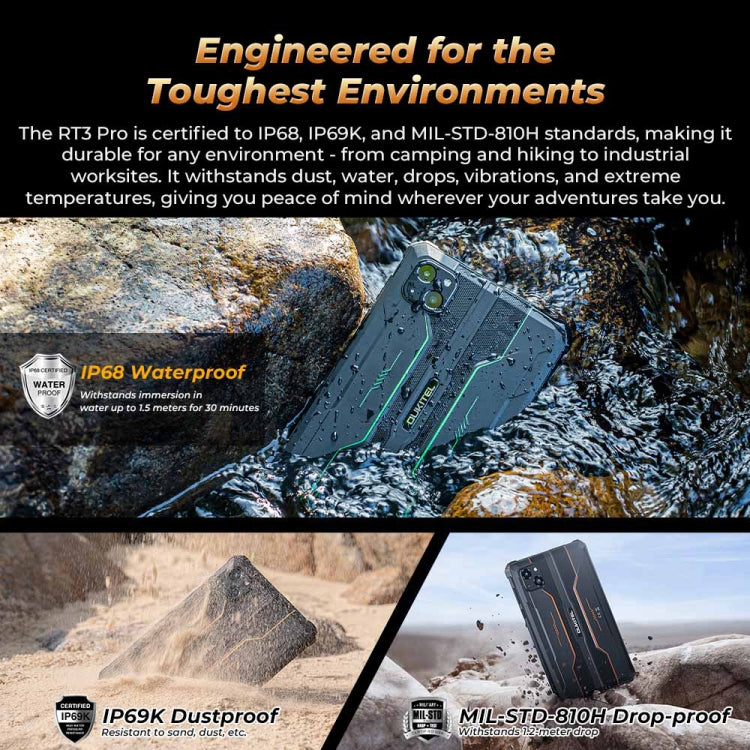 OUKITEL RT3 Pro 8英寸IP68/IP69K三防平板，4GB+128GB，安卓14 MediaTek G81八核 支持雙卡，4G網絡，歐規