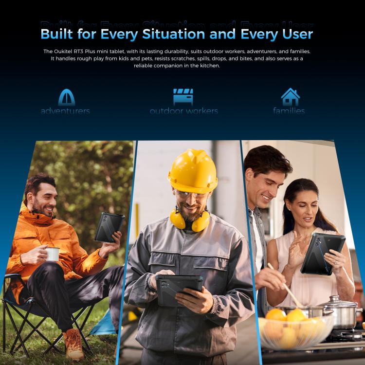 OUKITEL RT3 Plus 8英寸IP68/IP69K三防平板，4GB+128GB，安卓15 MediaTek G81八核 支持雙卡，4G網絡，歐規