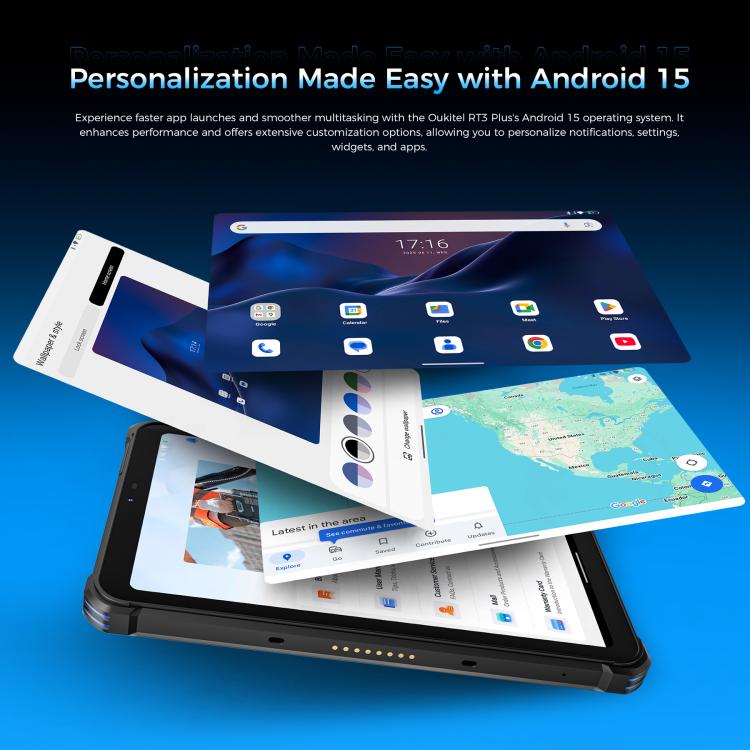 OUKITEL RT3 Plus 8英寸IP68/IP69K三防平板，4GB+128GB，安卓15 MediaTek G81八核 支持雙卡，4G網絡，歐規