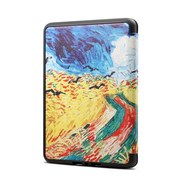 梵高油畫圖案 亞馬遜 Kindle Paperwhite 4  电子書彩繪電壓皮套 帶智能休眠功能