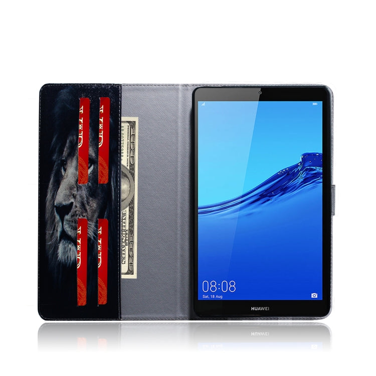 適用於華為 Huawei MediaPad M5 Lite 8 / 榮耀 Tab 5 獅子圖案左右開皮套 帶支架&卡槽&錢包