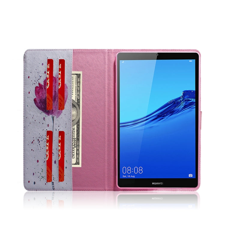 適用於華為 Huawei MediaPad M5 Lite 8 / 榮耀 Tab 5 紫蘭花圖案左右開皮套 帶支架&卡槽&錢包