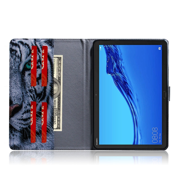 適用於華為 Huawei MediaPad M5 Lite 10.1 老虎圖案左右開皮套 帶支架&卡槽&錢包