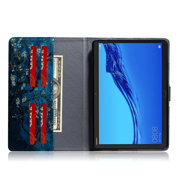 適用於華為 Huawei MediaPad M5 Lite 10.1 杏花圖案左右開皮套 帶支架&卡槽&錢包