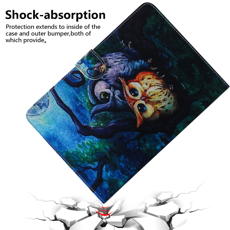 適用於華為 Huawei MediaPad M5 Lite 10.1 油畫貓頭鷹圖案左右開皮套 帶支架&卡槽&錢包