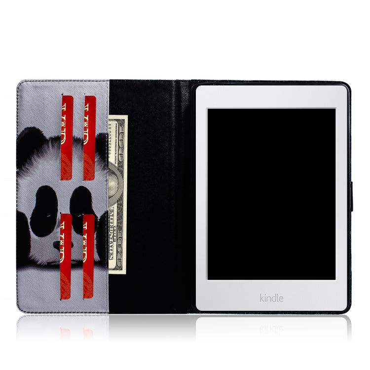 適用於亞馬遜 Kindle Paperwhite 4  / 3 / 2 / 1 熊貓圖案左右開皮套 帶支架&卡槽&錢包