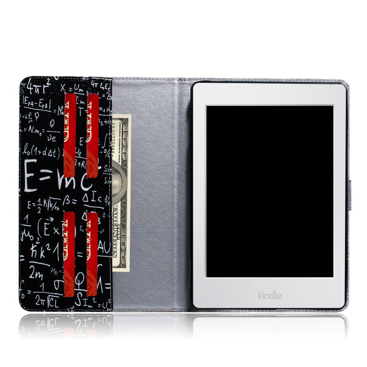 適用於亞馬遜 Kindle Paperwhite 4  / 3 / 2 / 1 公式圖案左右開皮套 帶支架&卡槽&錢包