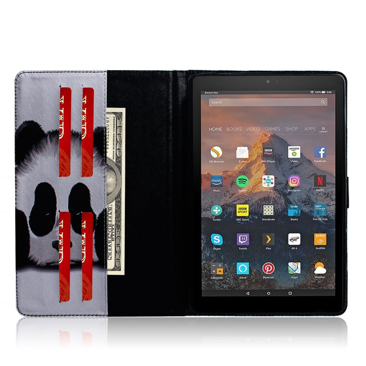 亞馬遜 Amazon Kindle Fire HD 10 2015/2017 熊貓圖案左右開皮套 帶支架&卡槽&錢包