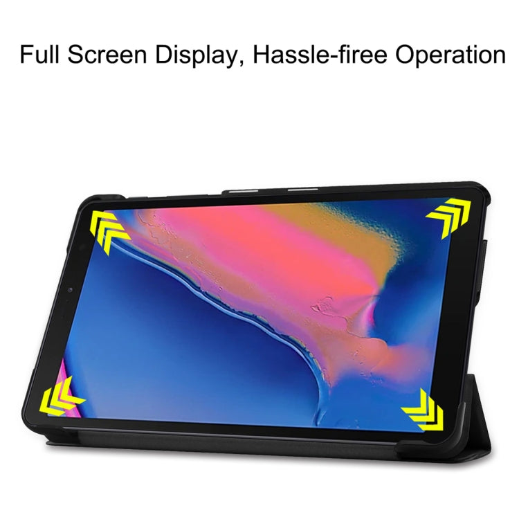 適用於Galaxy Tab A 8.0  P205 / P200 卡斯特紋左右開平板皮套 帶三折支架