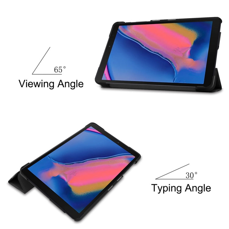 適用於Galaxy Tab A 8.0  P205 / P200 卡斯特紋左右開平板皮套 帶三折支架