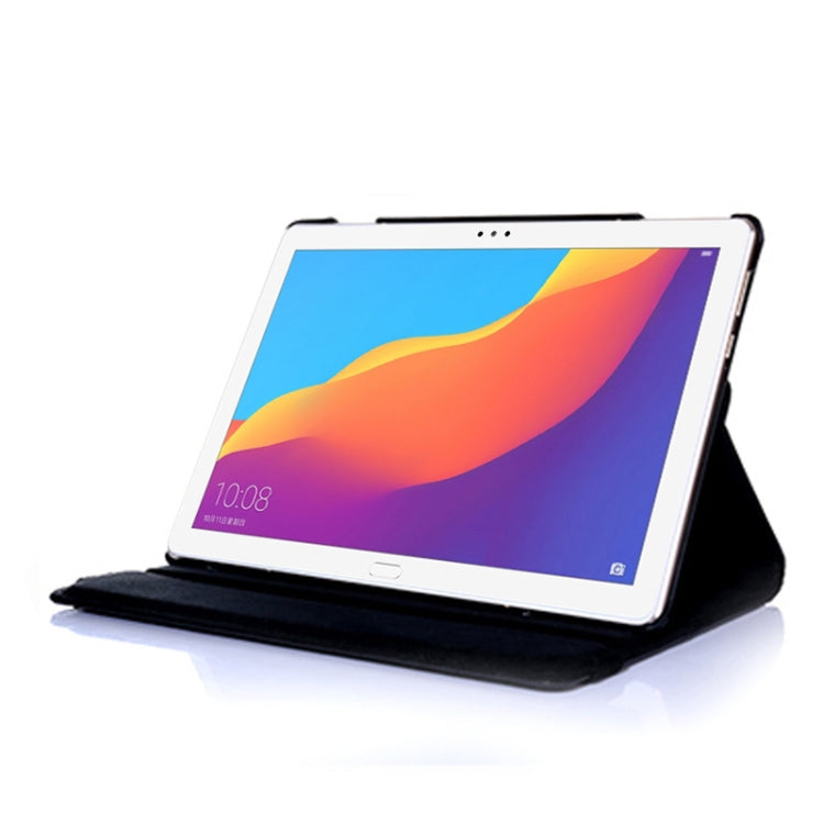 適用於華為MediaPad T5 10.1 荔枝紋左右開360度旋轉皮套 帶支架