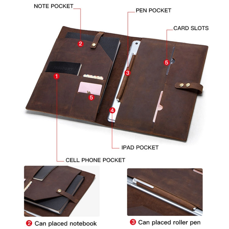 CF2002 適用於iPad Pro 10.5 inch 復古瘋馬紋搭扣多功能平板電腦保護皮套 帶手機/筆記本袋&卡槽, For iPad Pro 10.5 inch