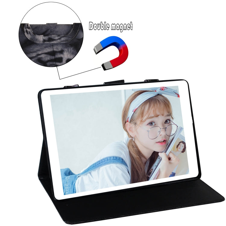 適用於華為 MediaPad M5 Lite 10 白老虎圖案左右開皮套 帶支架&卡槽&錢包