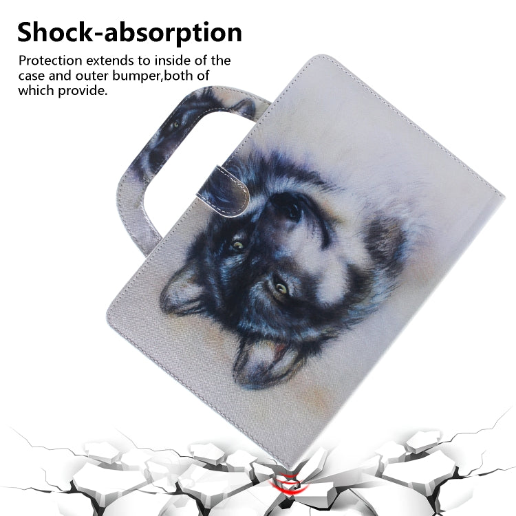 亞馬遜 Kindle Paperwhite 1 / 2 / 3 / 4  白狼圖案左右開皮套 帶支架&卡槽&錢包