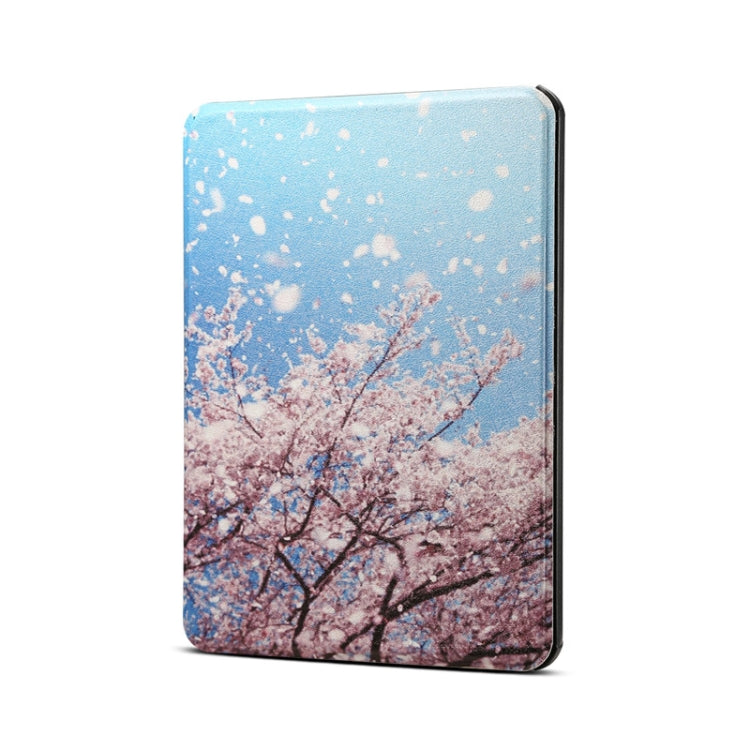 適用於亞馬遜 Kindle 2019 櫻花圖案 电子書彩繪電壓皮套 帶智能休眠功能