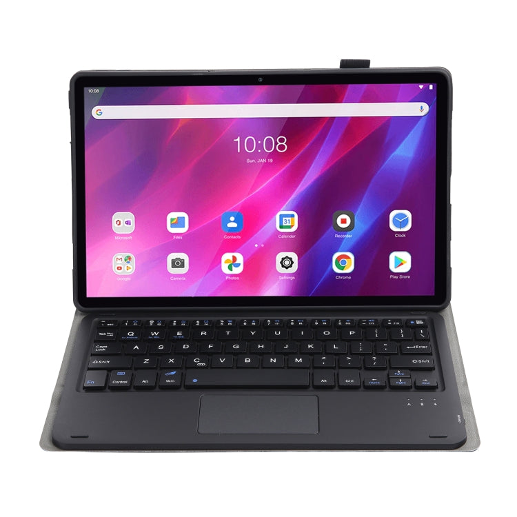 AK10-A 可分體羊細紋TPU藍牙平板鍵盤皮套 帶觸摸板&支架 適用於聯想啟天K10 TB-X6C6X