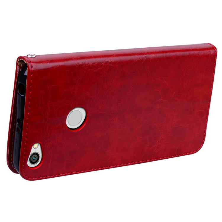 適用於小米紅米Note 5A Pro / Prime商務風油蠟紋左右開皮套帶支架和卡槽和錢包和手繩