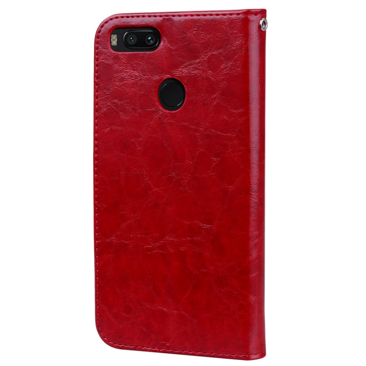 適用於小米 Mi A1 & 5X 商務風油蠟紋左右開皮套帶支架和卡槽和錢包和手繩