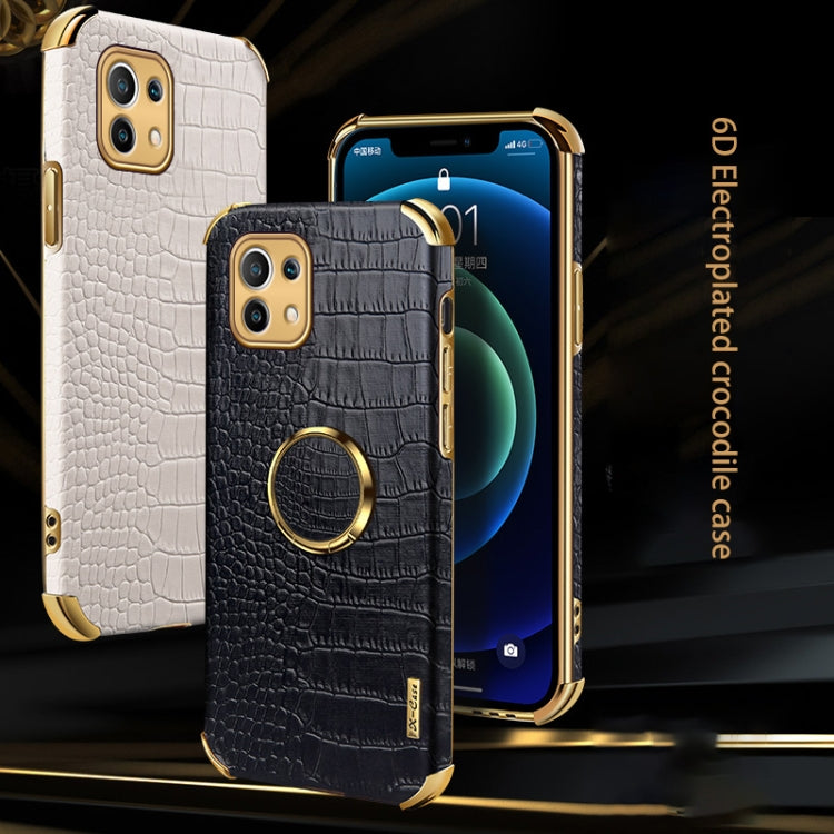 電鍍TPU鱷魚紋磁吸皮革殼 帶指環支架 適用於Xiaomi Mi 11