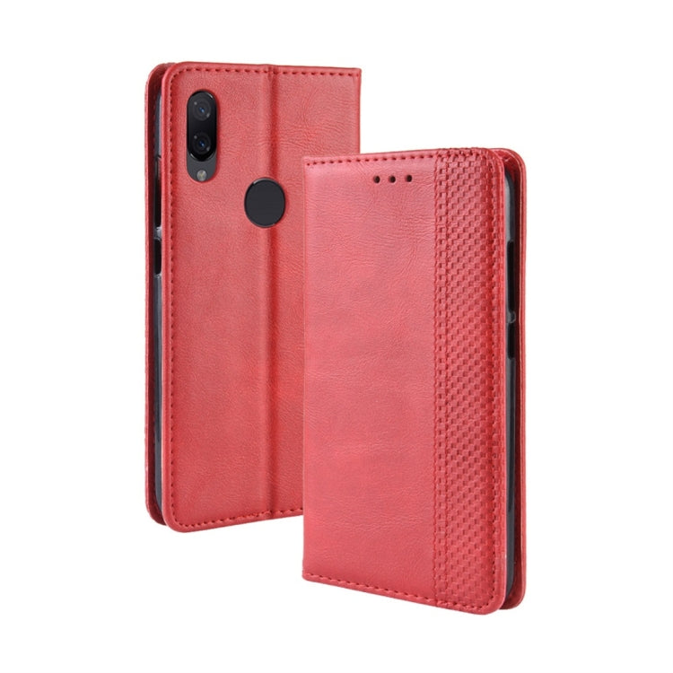 適用於小米 紅米 Note 7 磁扣復古紋左右翻蓋皮套 帶支架&卡槽&錢包